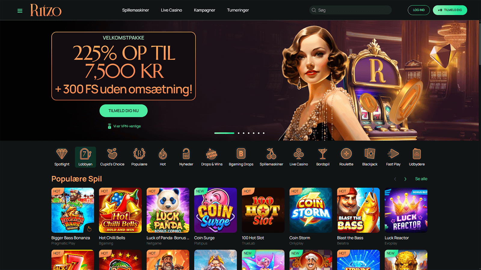 Ritzo Casino hjemmeside i Danmark