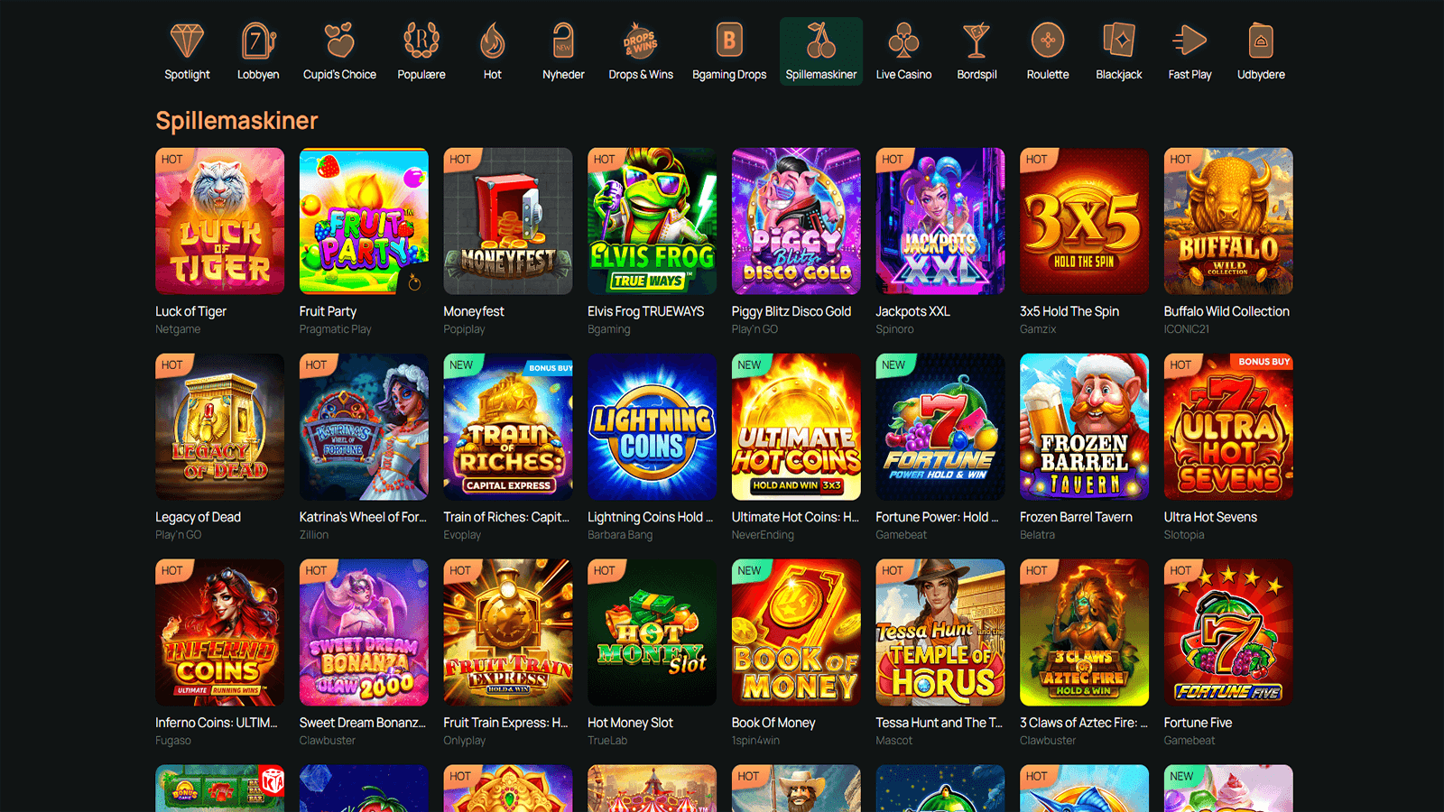 Ritzo Casino spiludvalg i Danmark