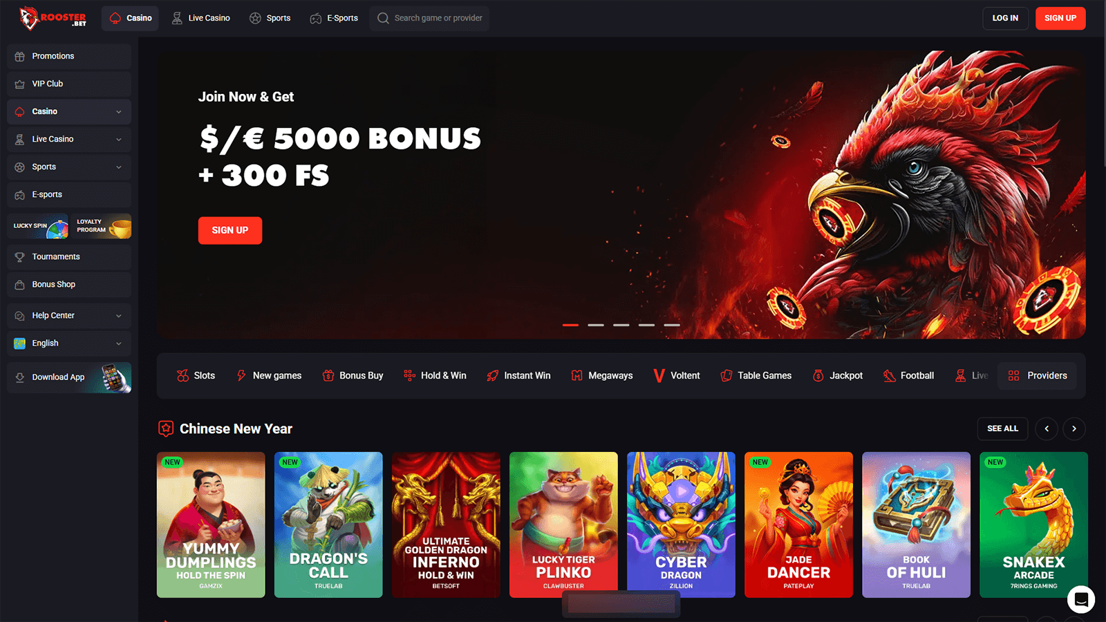 Rooster.bet Casino hjemmeside i Danmark