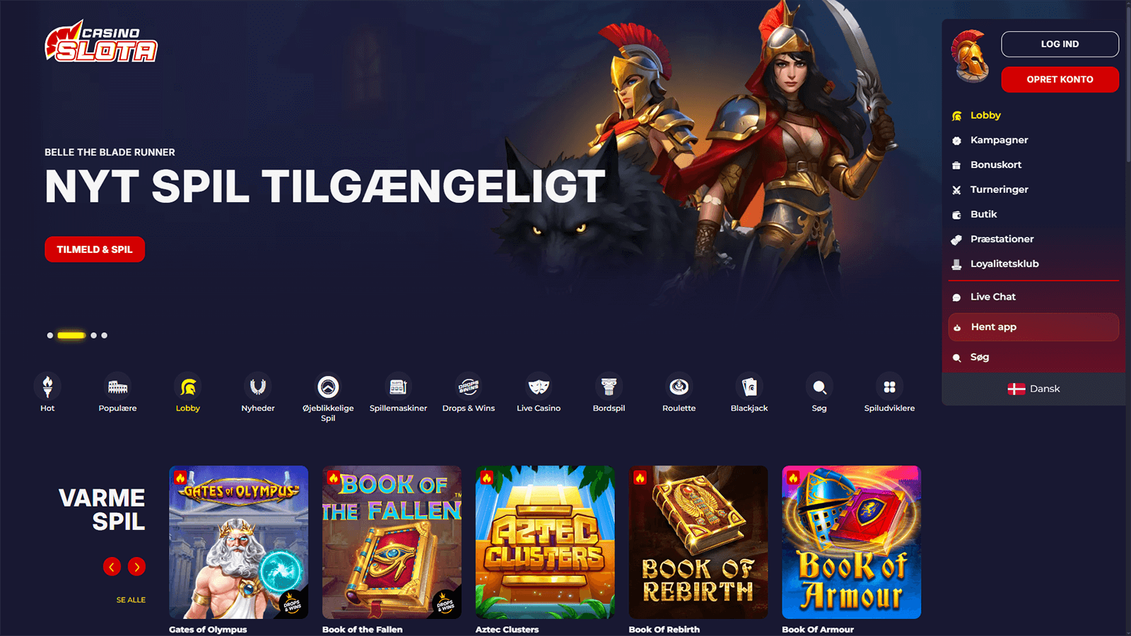 Slota Casino hjemmeside i Danmark