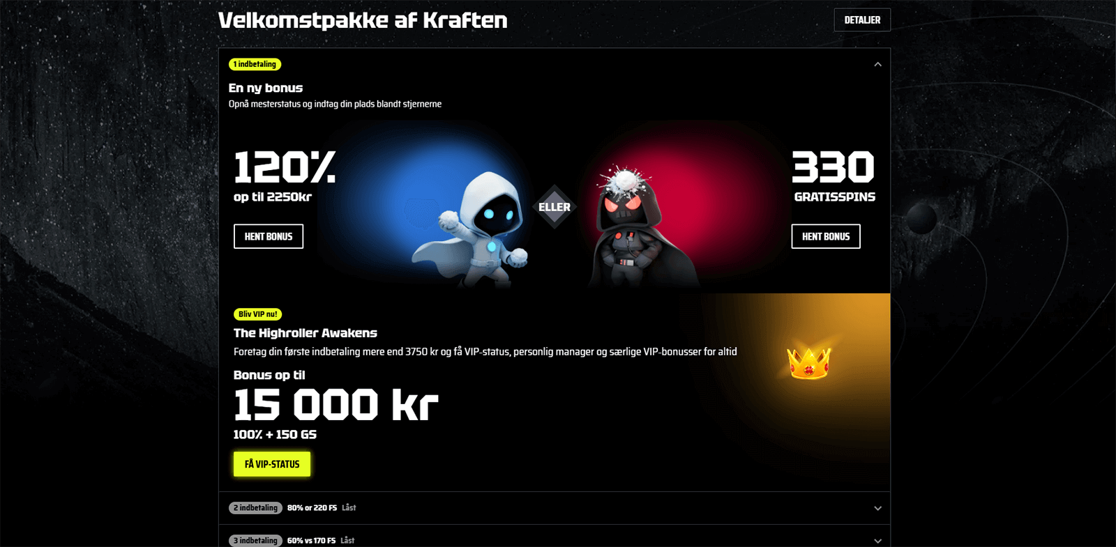 SlotsVader Casino Velkomstbonus