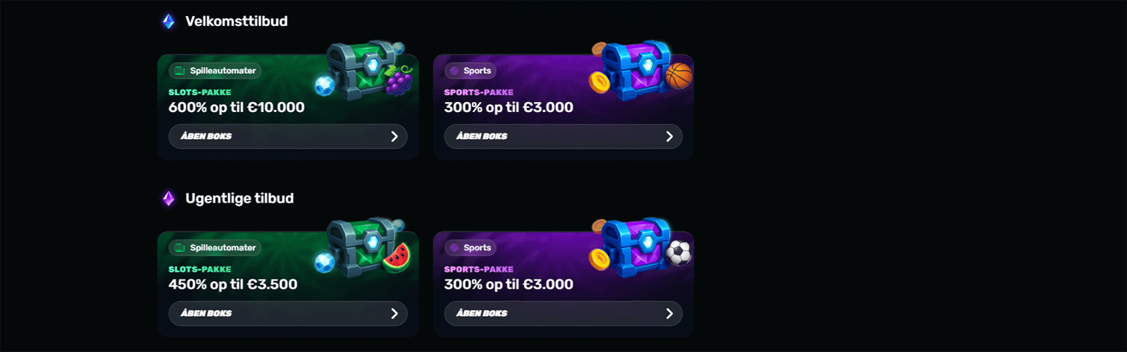 Velkomstbonusser hos Wino Casino