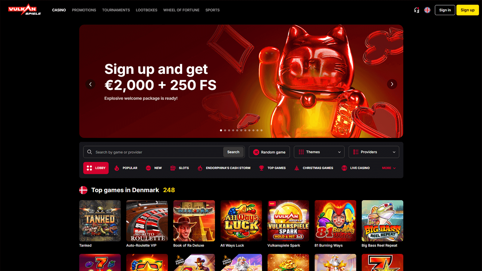 VulkanSpiele Casino Hjemmeside i Danmark