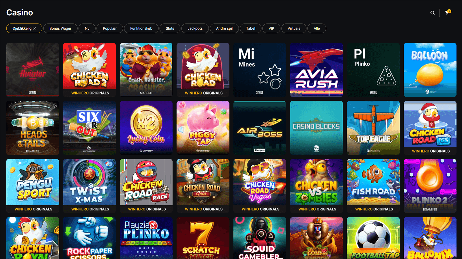 WinHero Casino Spil Udvalg i Danmark