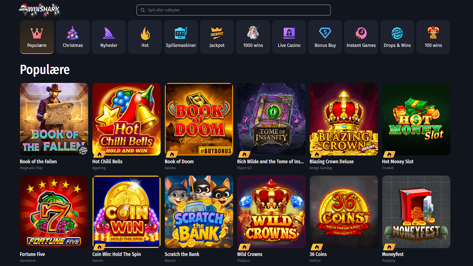 Winshark Casino Spil