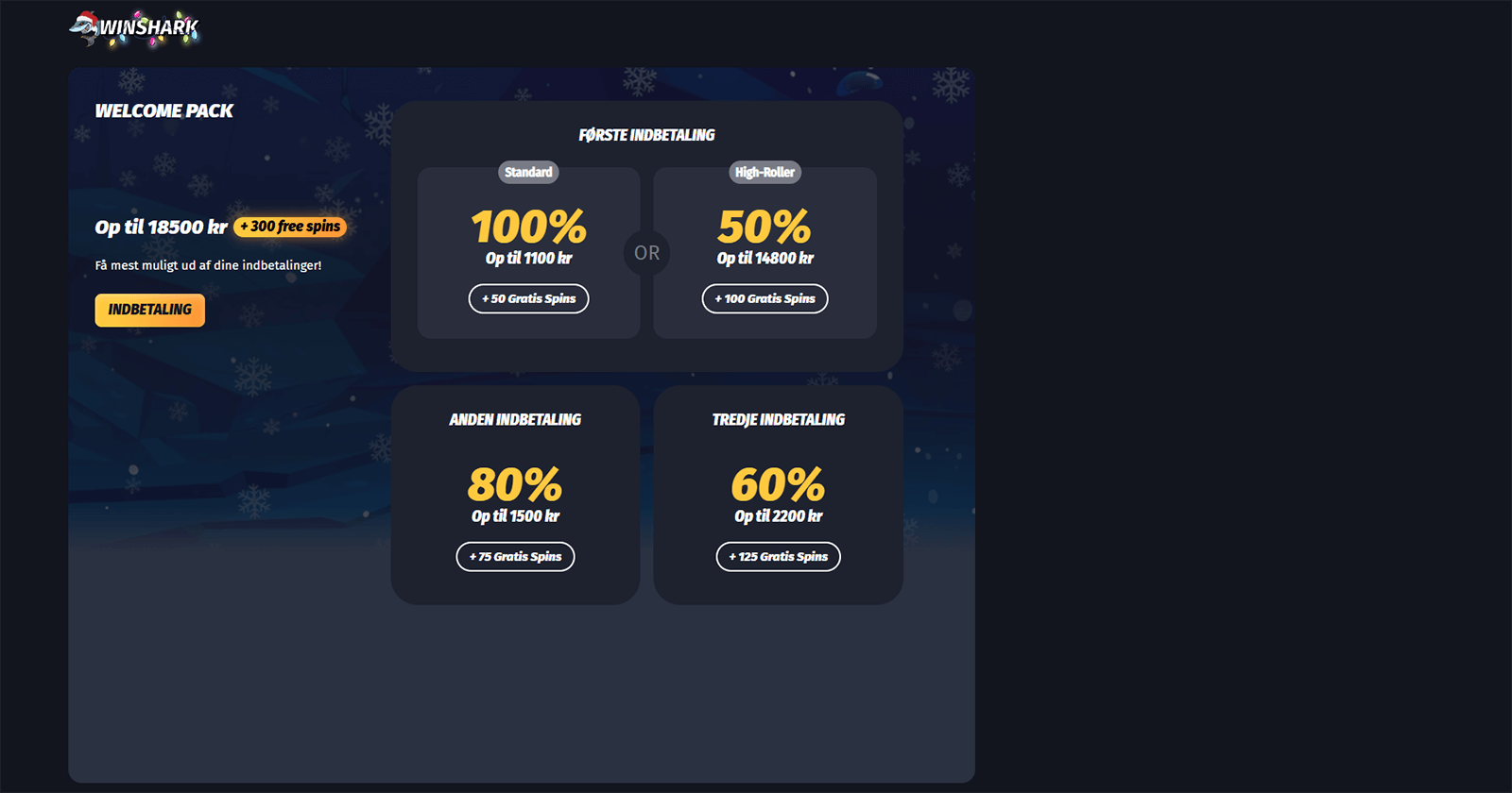 Winshark Casino Velkomstbonus i Danmark