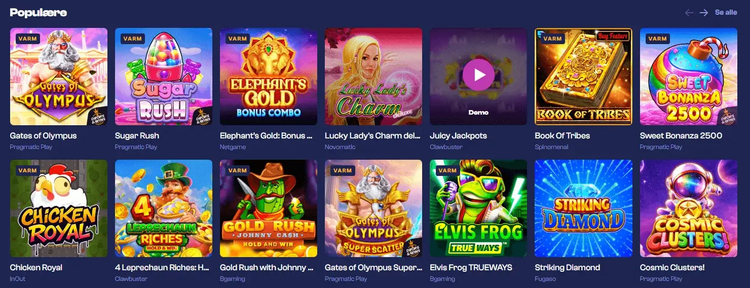 God of Wins Casino populære spilleautomater