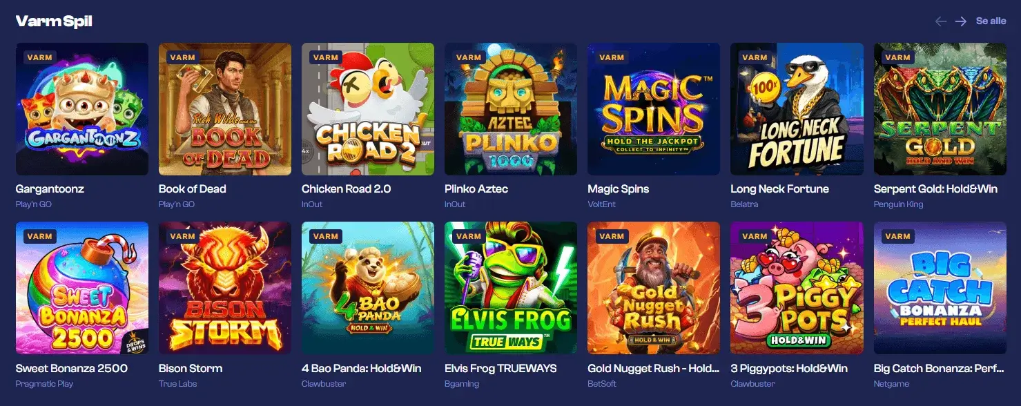 God of Wins Casino varme spil